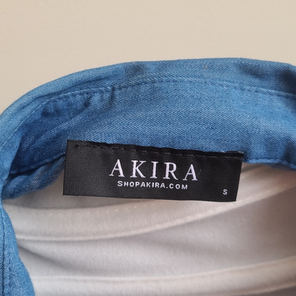 Akira "Try to Be Like You" Denim, High Low, Poplin, Long Sleeve Blouse - Picture 7 of 7